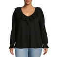 thumbnail image 1 of Terra & Sky Women's Plus Size Smocked Cuff Ruffle Tee, 1 of 5
