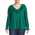 thumbnail image 1 of Terra & Sky Women's Plus Size Smocked Cuff Ruffle Tee, 1 of 5