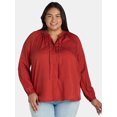 thumbnail image 1 of Terra & Sky Women's Plus Size Smocked Neck Blouse, 1 of 5