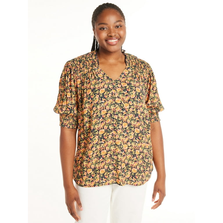 Smocked womens top sale