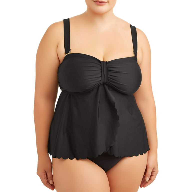 Terra Sky Women s Plus Size Solid Tankini Swimsuit Top Walmart