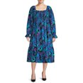 thumbnail image 1 of Terra & Sky Women's Plus Size Square Neck Peasant Dress, 1 of 5