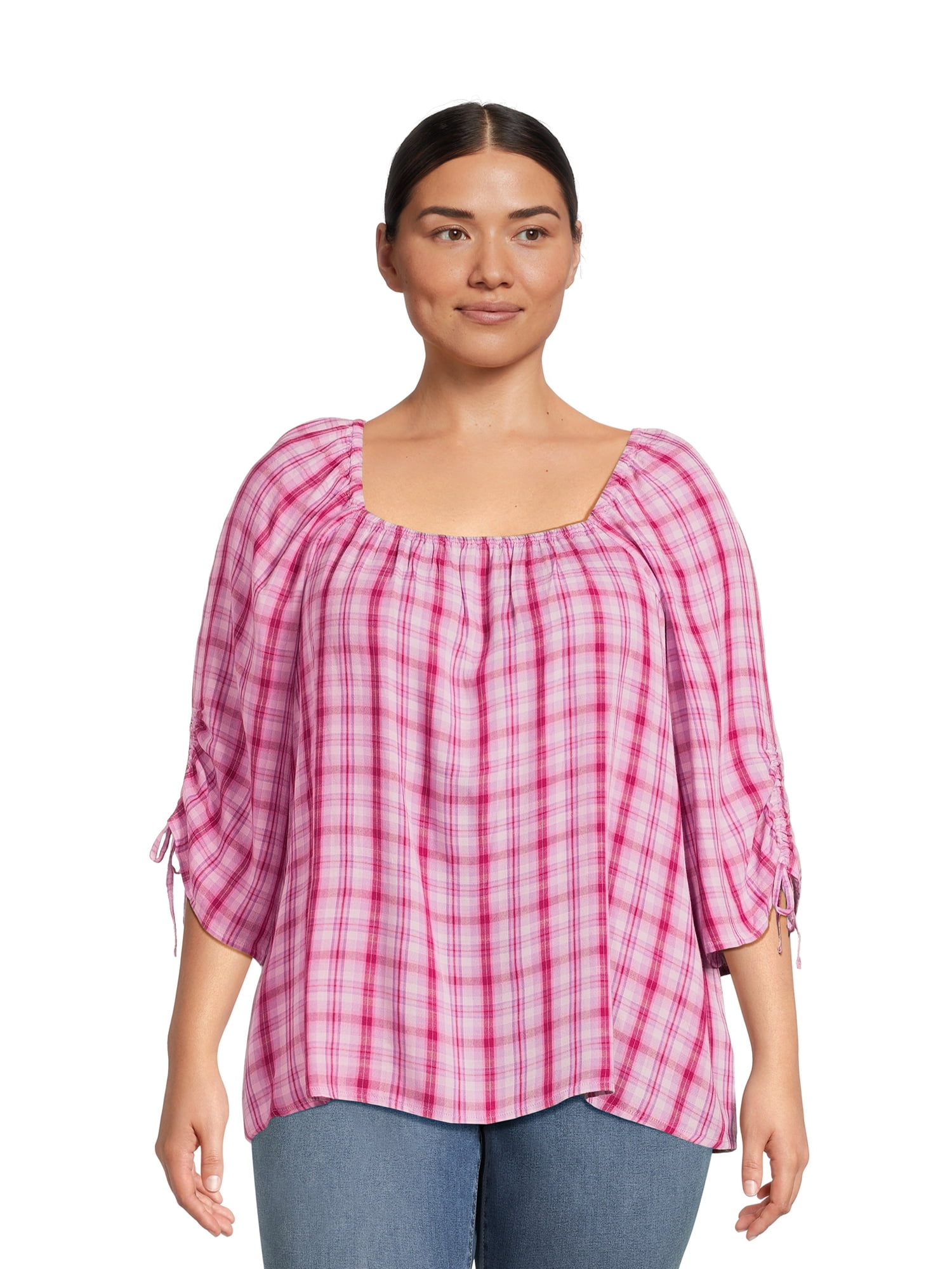 terra-sky-women-s-plus-size-square-neck-ruched-top-sizes-0x-4x