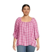 Terra & Sky Women's Plus Size Square Neck Ruched Top, Sizes 0X-4X