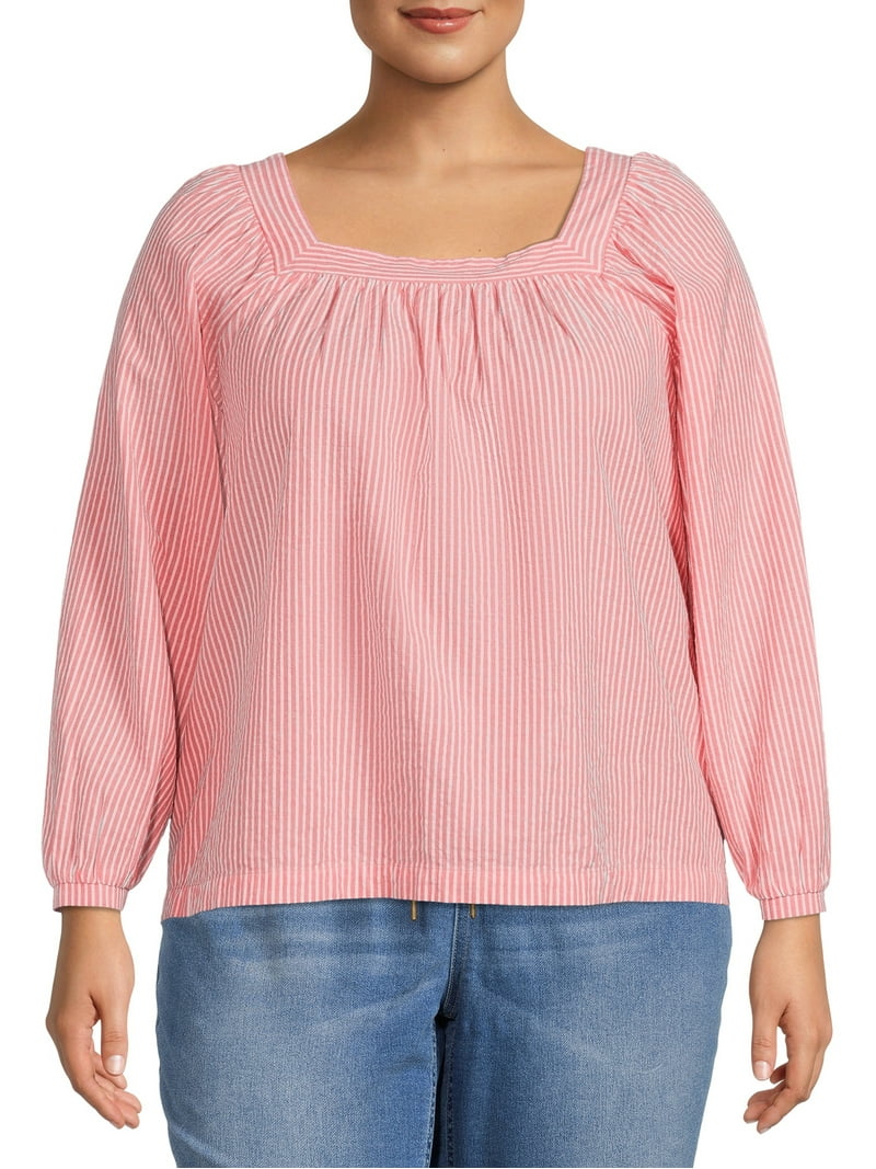 Terra & Sky Women's Plus Size Square Neck Top - Walmart.com