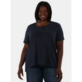 thumbnail image 1 of Terra & Sky Women's Plus Size Step Hem Tee with Short Sleeves, Sizes 0X-5X, 1 of 5