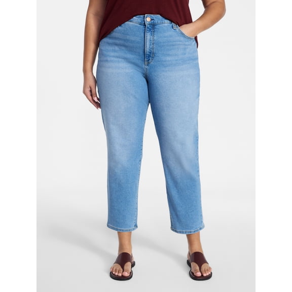 Terra & Sky Women's Plus High Rise Straight Jeans, Sizes 16W-28W