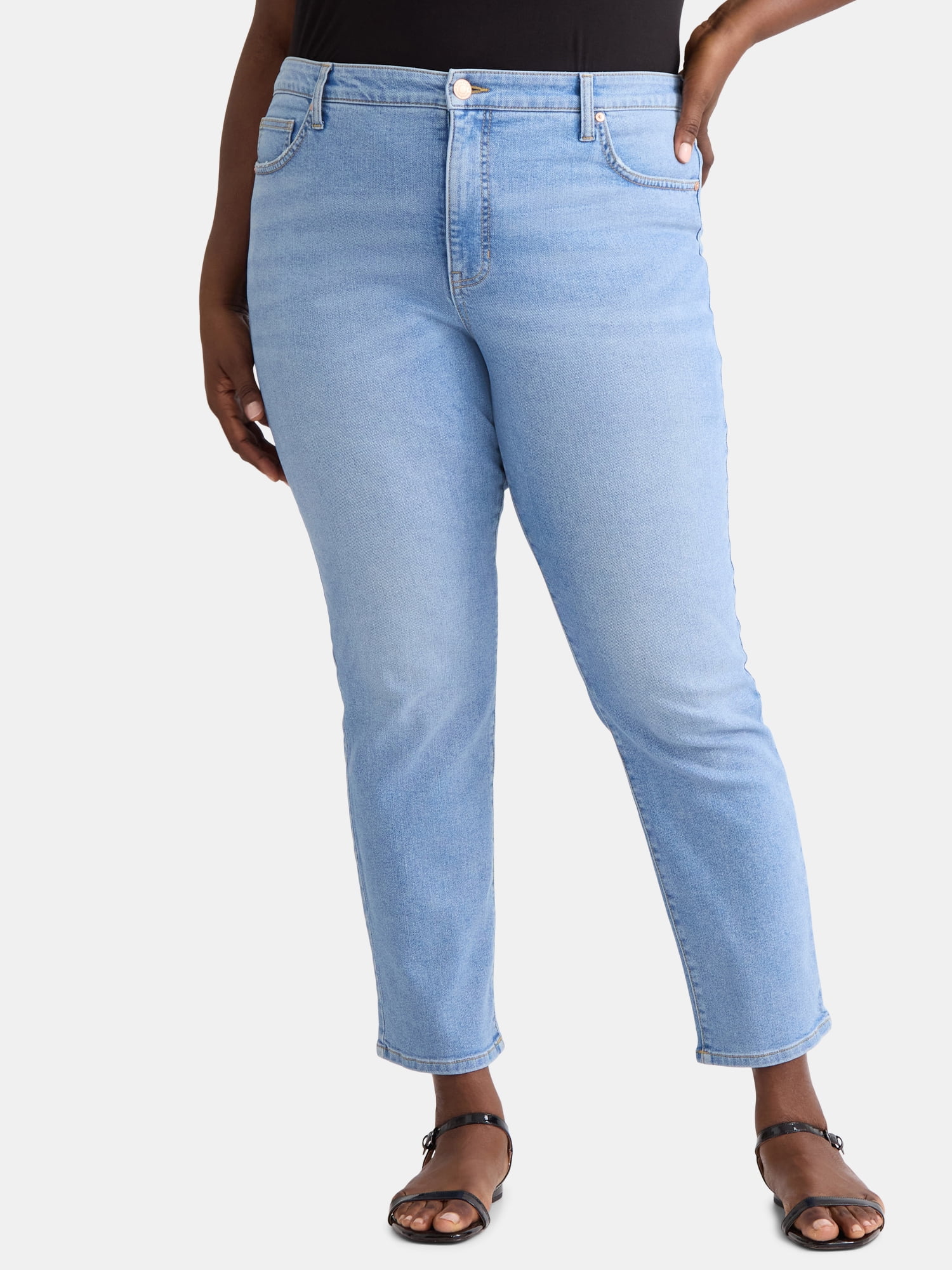 Terra & Sky Women's Plus Size Straight Jeans, Sizes 16WP-28W