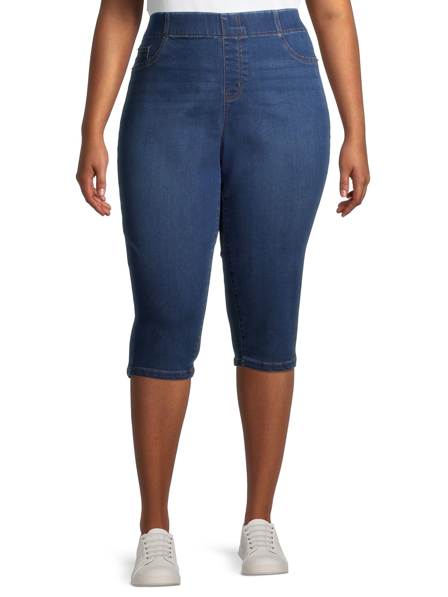 Plus size stretch jean capris online