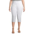 thumbnail image 1 of Terra & Sky Women's Plus Size Stretch Woven Capri Pants with Tummy Control, 1 of 7