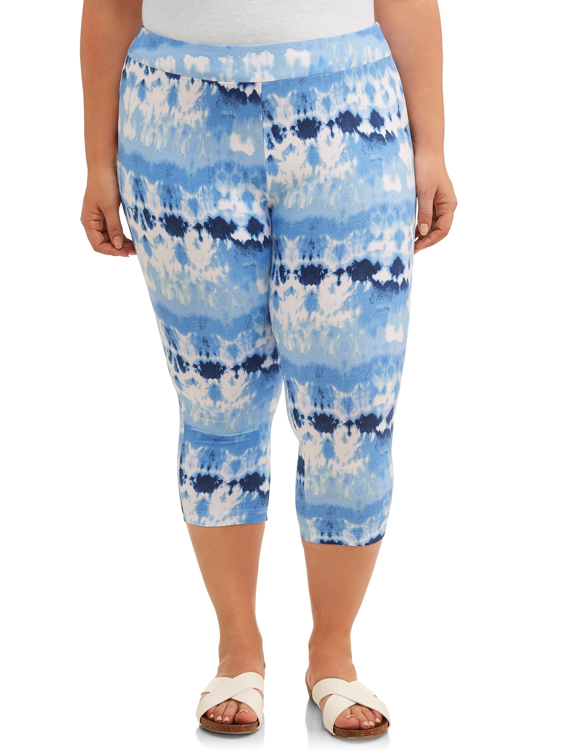 Terra & Sky Women's Plus Size Super Soft Sueded Printed Legging Capris 