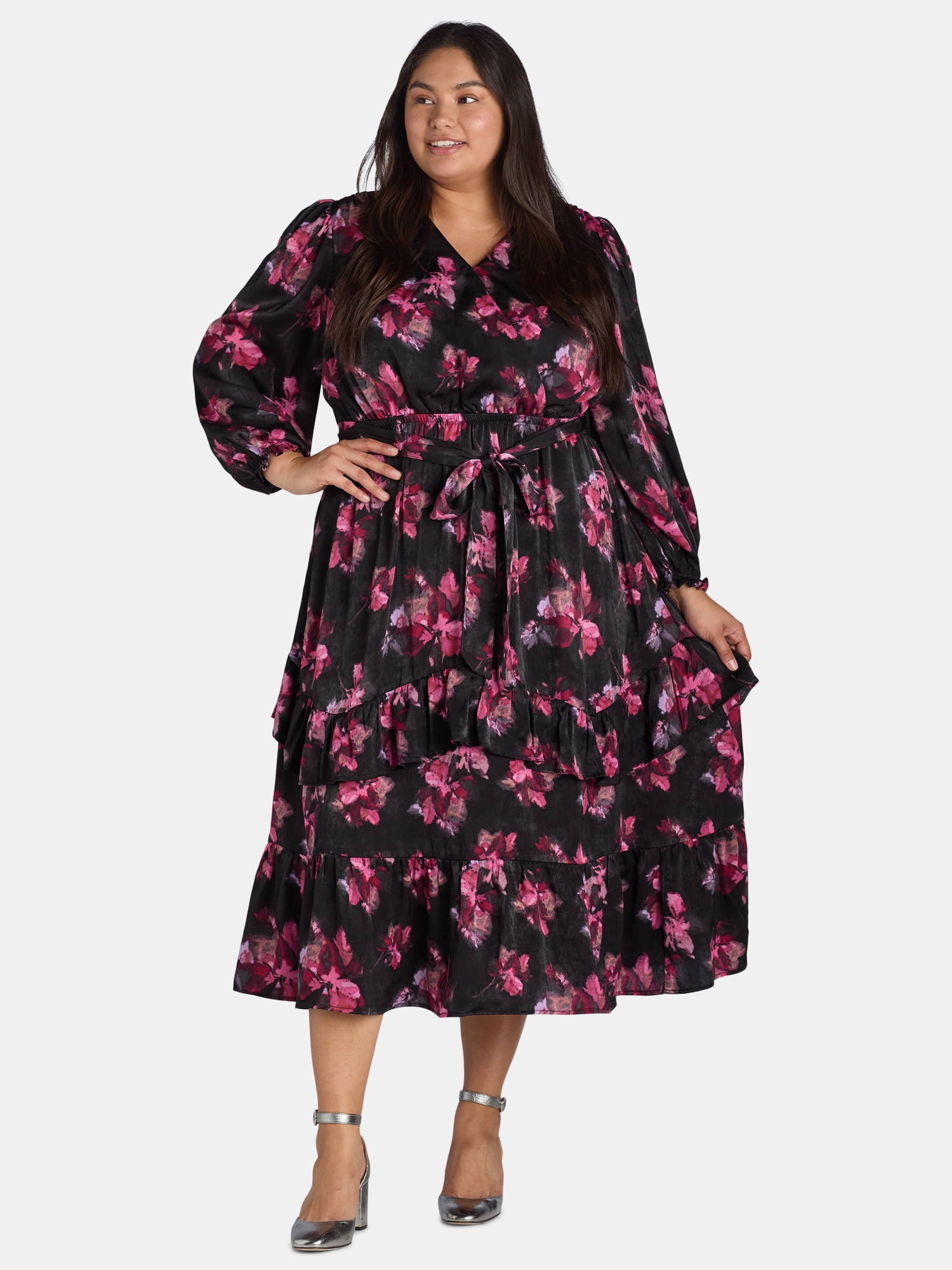 Terra & Sky Women's Plus Size Surplice Maxi Dress, 0X-5X