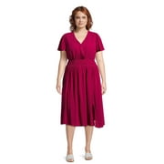 Terra & Sky Women's Plus Size Surplice Midi Dress, Sizes 0X-5X