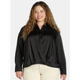 thumbnail image 1 of Terra & Sky Women's Plus Size Surplice Satin Blouse, 0X-5X, 1 of 5
