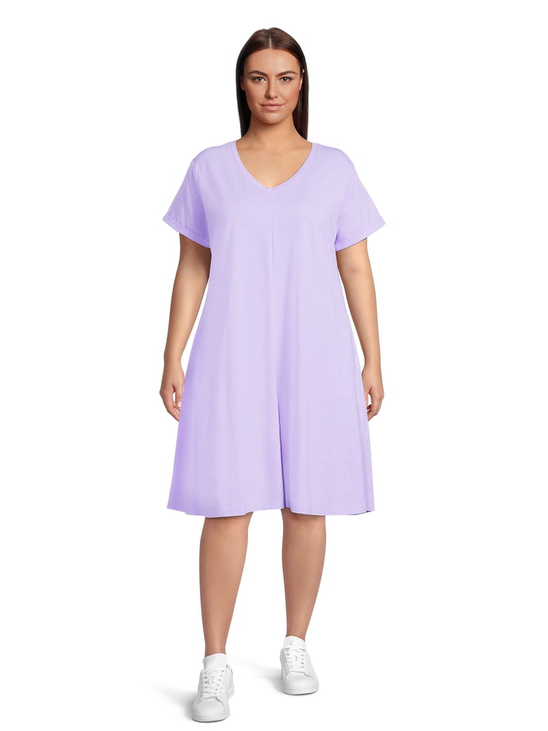 purple t-shirt dress women's Purple Glittery Sparkles Women's Short Sleeve Casual Tank Dress Midi Slim Fit T-Shirt Dress S at Amazon Women's Clothing store