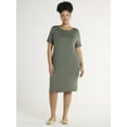 thumbnail image 1 of Terra & Sky Women’s Plus Size T-Shirt Dress with Short Sleeves, 1 of 5