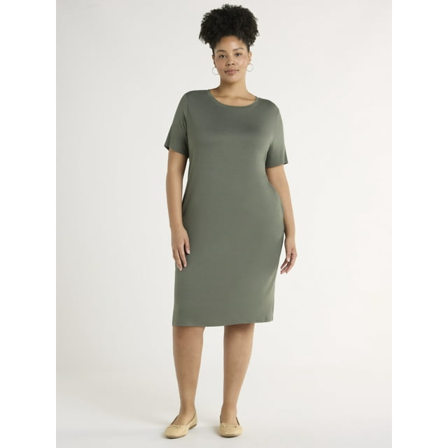 Terra & Sky Women’s Plus Size T-Shirt Dress with Short Sleeves