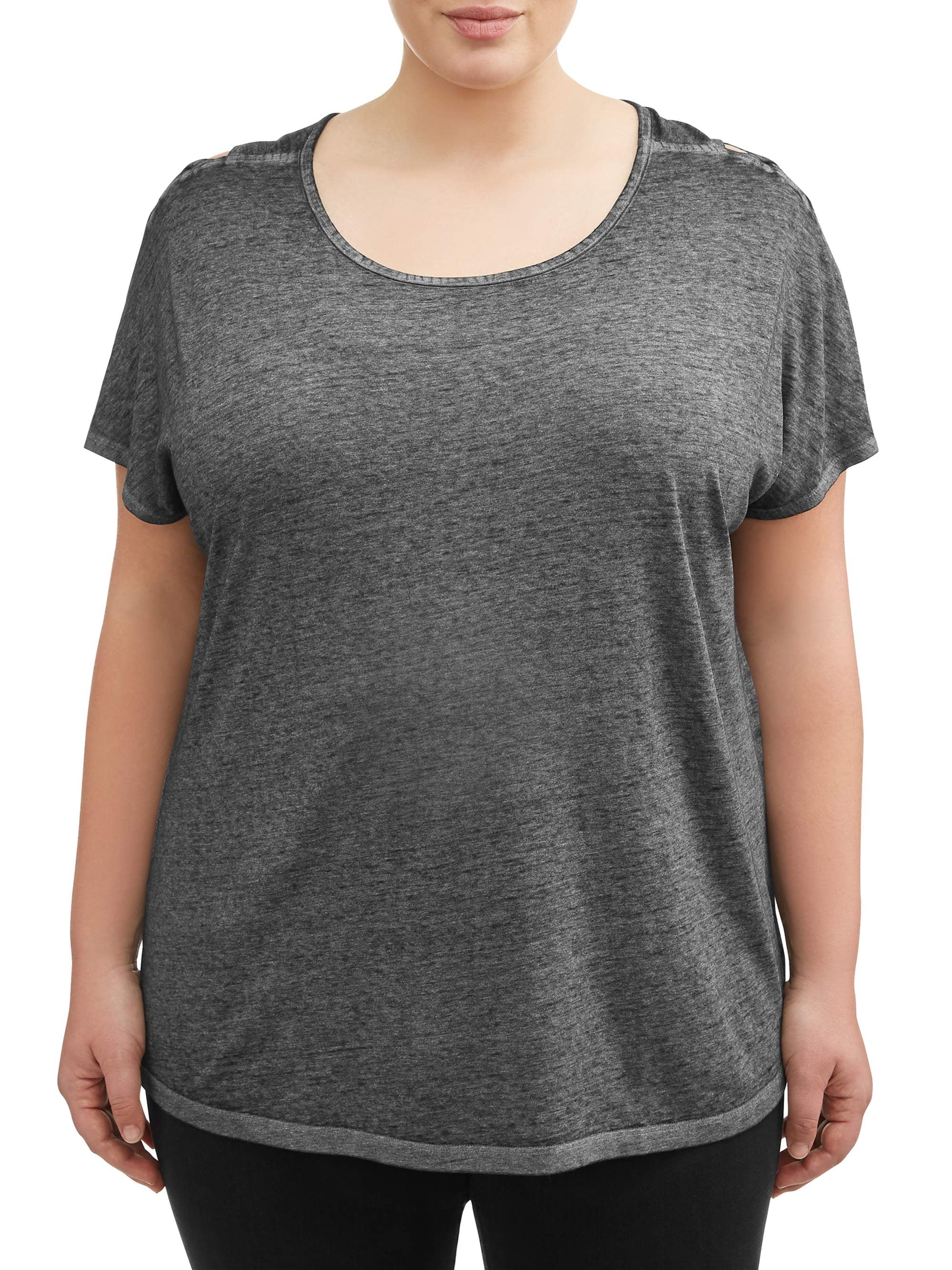 Terra & Sky Women's Plus Size Tee with Shoulder Detailing - Walmart.com