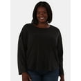 thumbnail image 1 of Terra & Sky Women's Plus Size Textured Scoop Neck Top with Long Sleeves, Sizes 0X-4X, 1 of 5