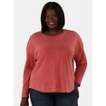 thumbnail image 1 of Terra & Sky Women's Plus Size Textured Scoop Neck Top with Long Sleeves, Sizes 0X-4X, 1 of 5