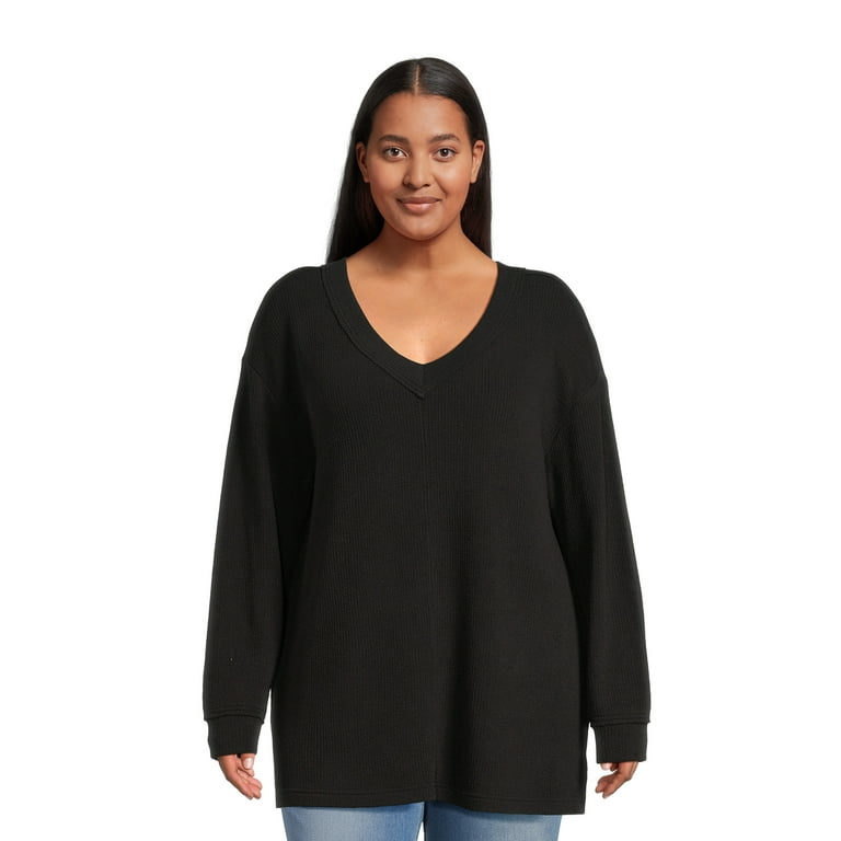 Terra & Sky Women's Plus Size Textured Tunic Sweatshirt 