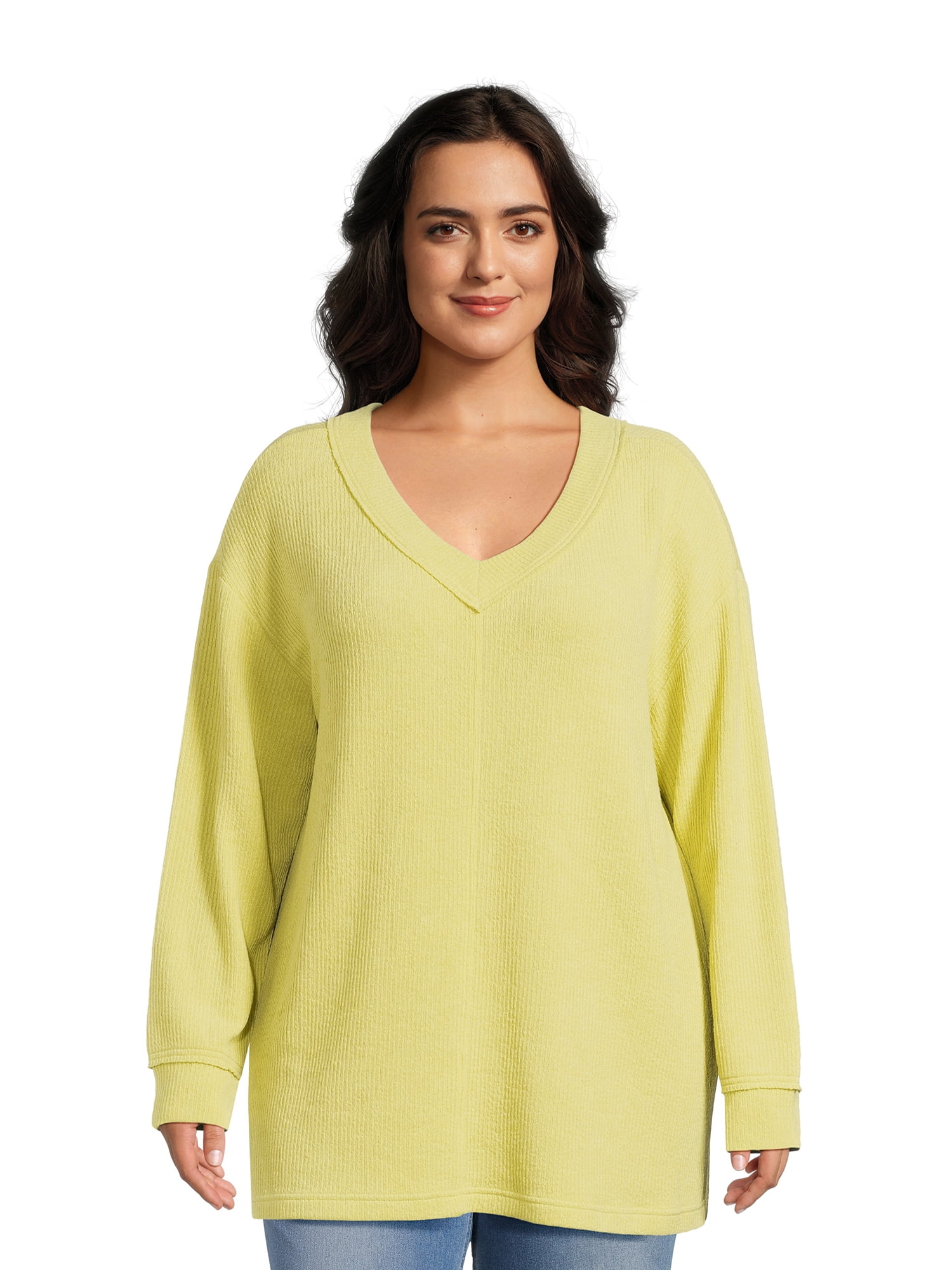 Terra \u0026 Sky Women's Plus Size Textured Tunic Sweatshirt - Walmart.com