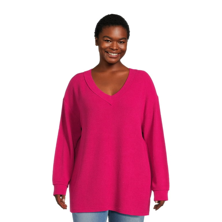 Terra & Sky Women’s Plus Size Textured Tunic Sweatshirt