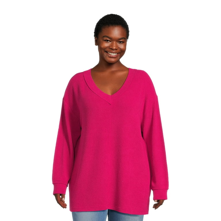 Terra & Sky Women's Plus Size Textured Tunic Sweatshirt Terra & Sky Women's Plus Size Textured Tunic Sweatshirt