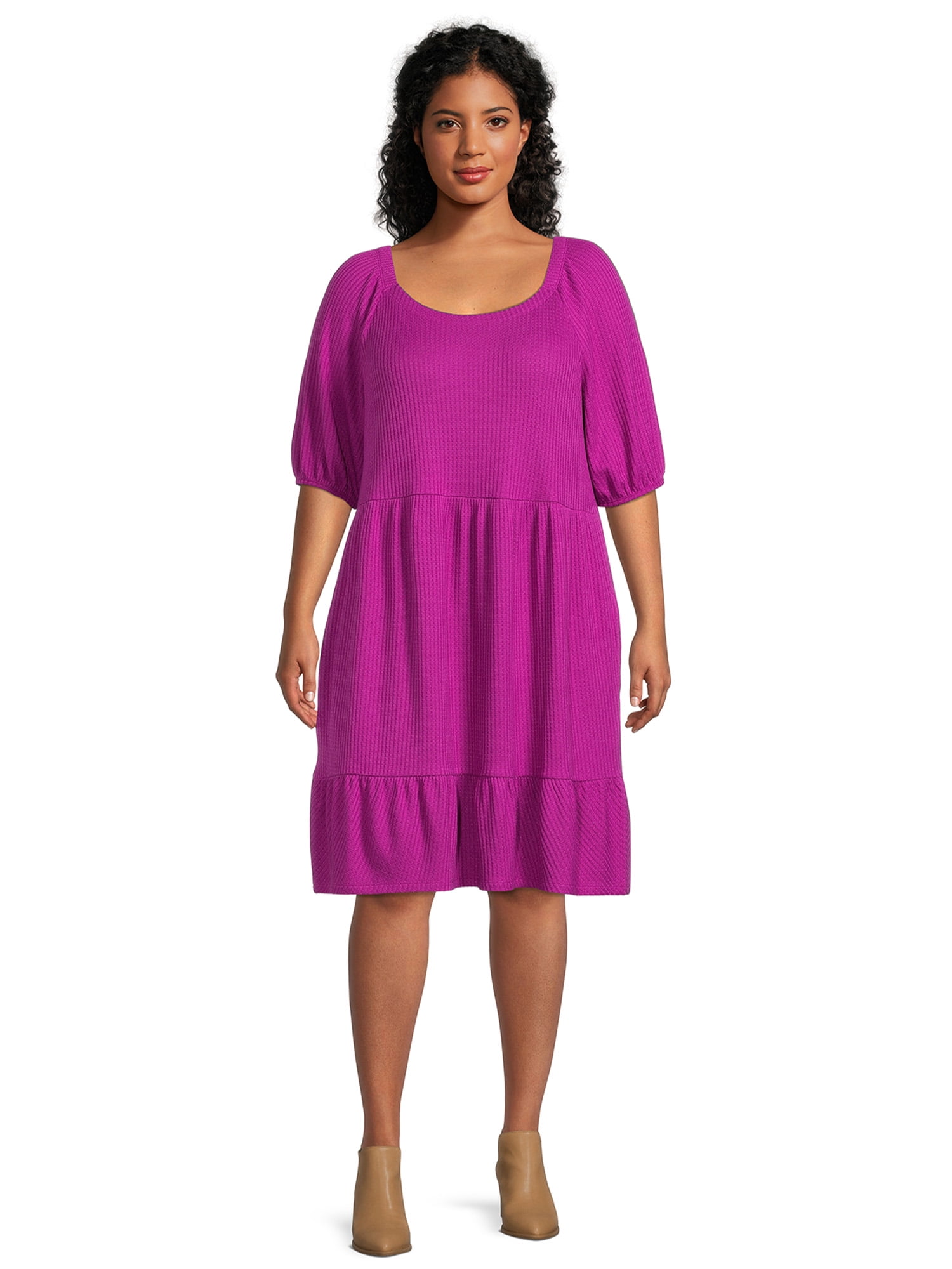 Terra & Sky Women's Plus Size Thermal Knit Dress