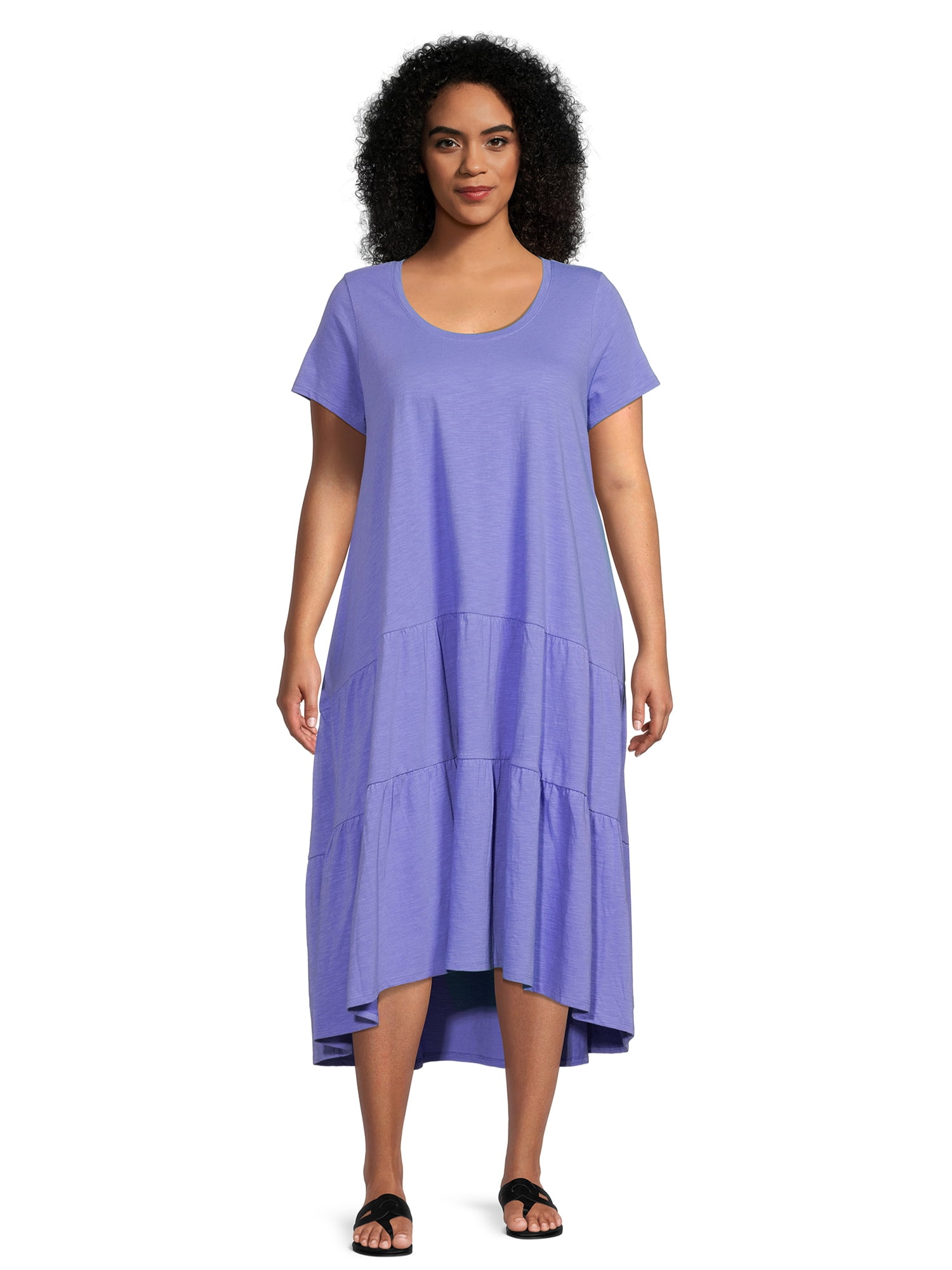 tiered knit maxi dress Slow Summer Blue Sleeveless Tiered Knit Maxi Dress, Blue  L