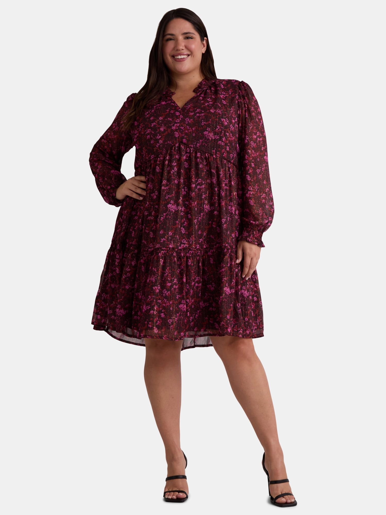knee length dresses for ladies Sweetly Styled Smocked Tiered Mini Dress In Coral Curves – Impressions  Online Boutique main image 0