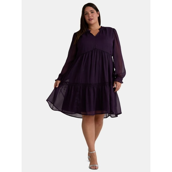 Terra & Sky Women's Plus Size Tiered Mini Dress, Sizes 0X-5X