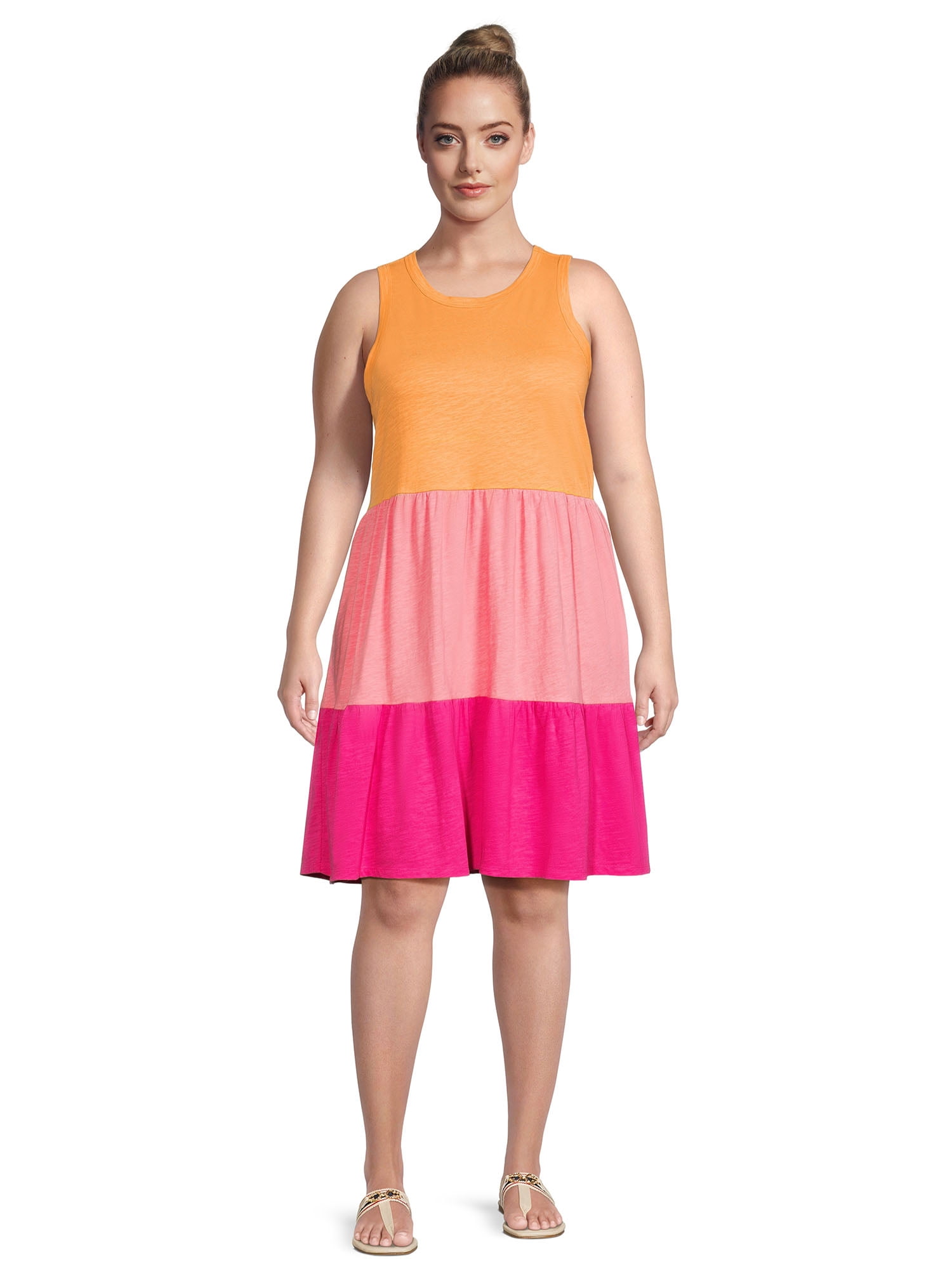 Plus Size Tiered Scoop Neck Tank Dress