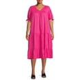 thumbnail image 1 of Terra & Sky Women's Plus Size Tired Dress with Tie Sleeves, 1 of 5