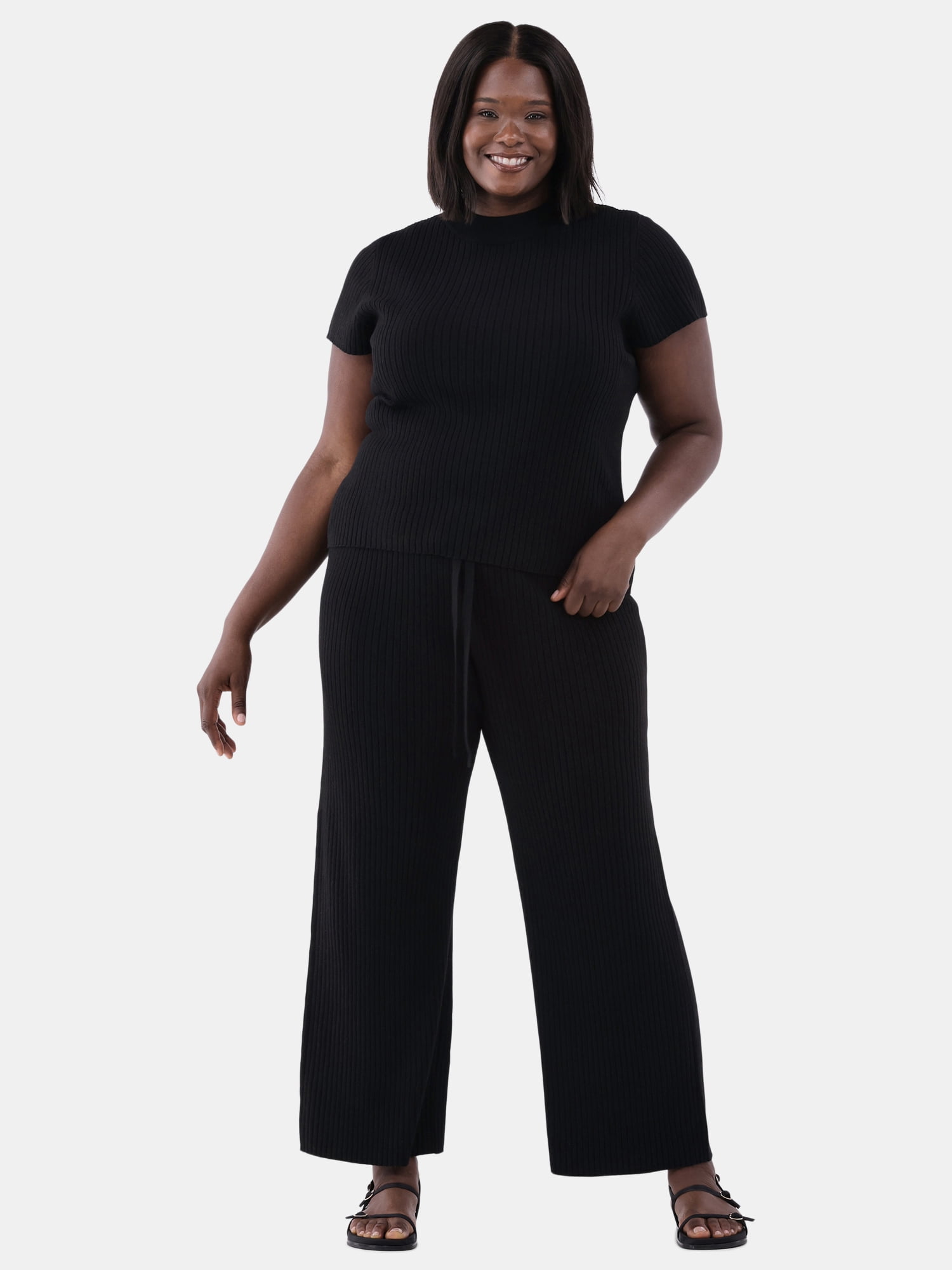 Terra & Sky Women's Plus Size Top and Pants Sweater Set, 2-Piece