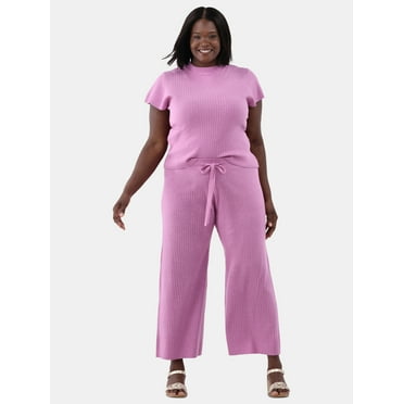 Terra & Sky Women's Plus Size Top and Pants Sweater Set, 2-Piece