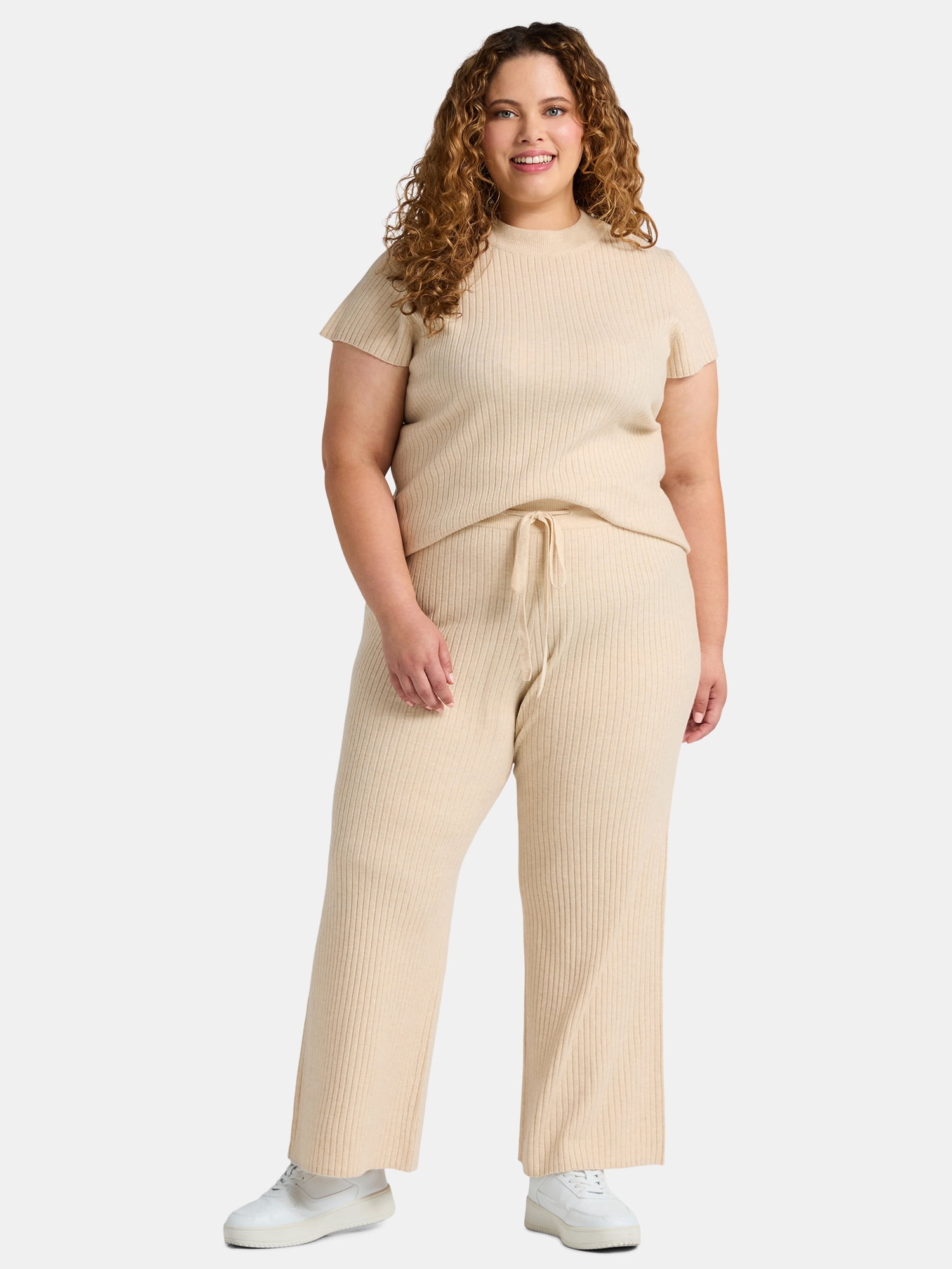 Terra & Sky Women's Plus Size Top and Pants Sweater Set, 2-Piece