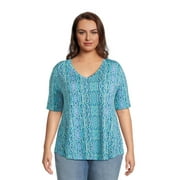 Terra & Sky Women's Plus Size Tunic Tee with Short Sleeves
