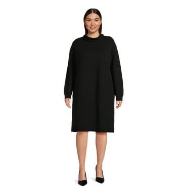 Terra & Sky Women's Plus Size Turtleneck Tunic Length Sweater Dress