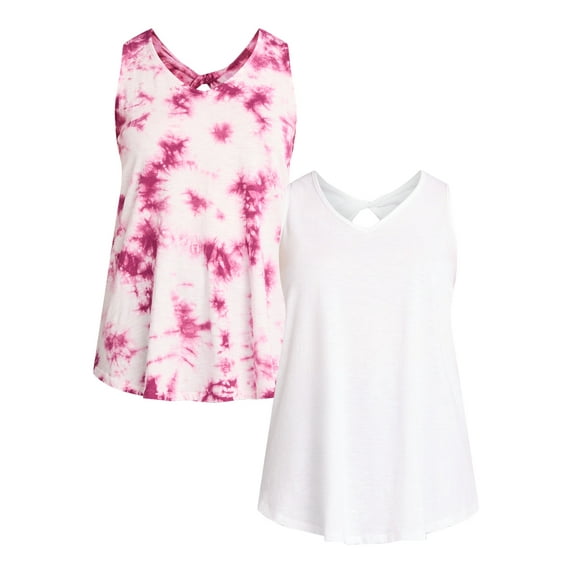 Terra & Sky Women’s Plus Size Twist Back Cotton Tank Top, 2-Pack, Sizes 0X-5X