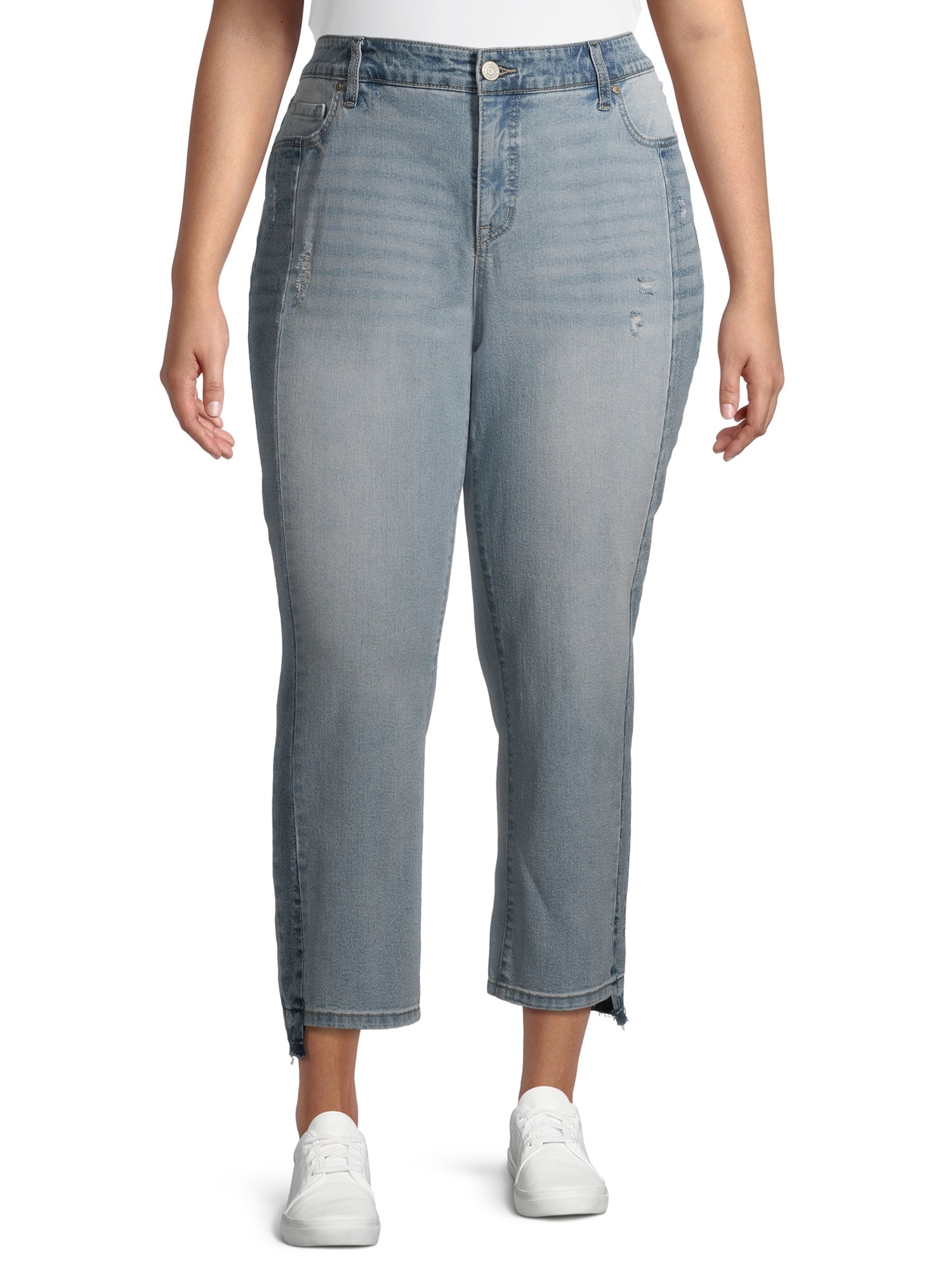 Terra & Sky Women's Plus Size Two-Tone Denim Straight Jean - Walmart.com