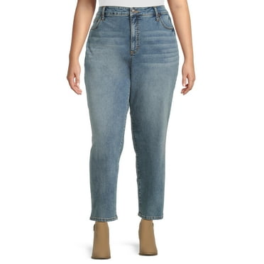 Terra & Sky Women's Plus Size Ultra High Rise Mom Jeans