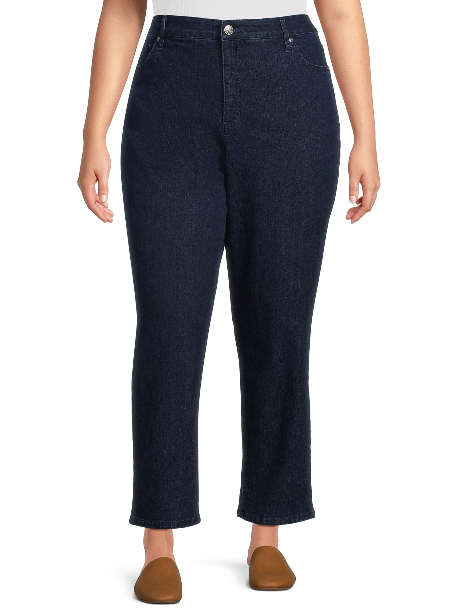 Terra & Sky Women's Plus Size Ultra High Rise Mom Jeans 