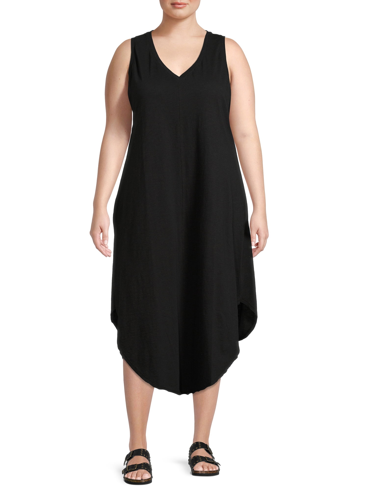 Terra & Sky Women's Plus Size V-Neck Sleeveless Tank Dress