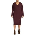 thumbnail image 1 of Terra & Sky Women's Plus Size V-Neck Sweater Dress, 1 of 5