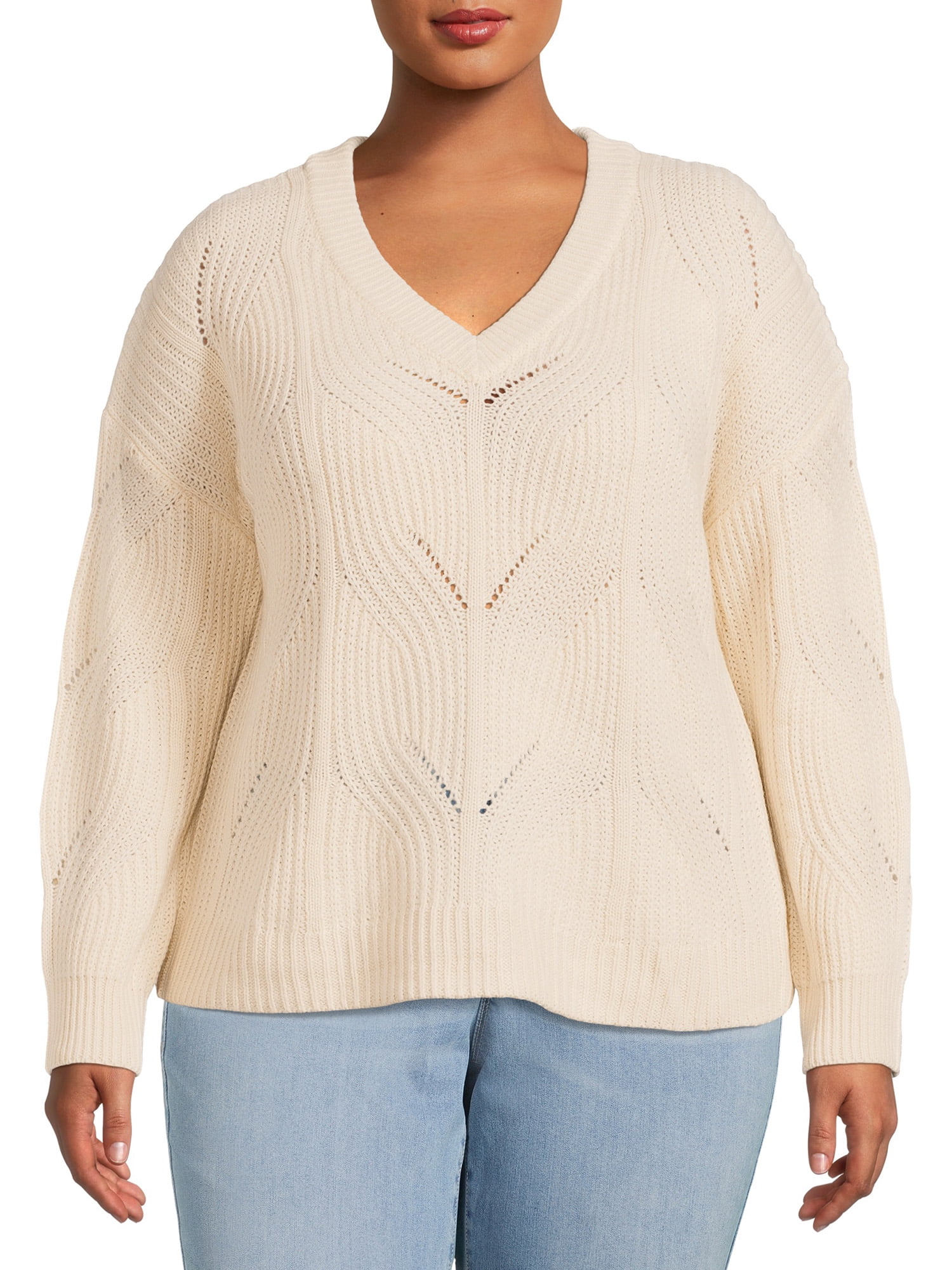 Terra & Sky Women's Plus Size V-Neck Sweater - Walmart.com