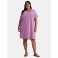 thumbnail image 1 of Terra & Sky Women’s Plus Size V-Neck T-Shirt Dress, Sizes 0X-5X, 1 of 4