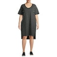 thumbnail image 1 of Terra & Sky Women's Plus Size V-Neck T-Shirt Dress with High Low Hem, 1 of 6
