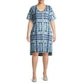 thumbnail image 1 of Terra & Sky Women's Plus Size V-Neck T-Shirt Dress with High Low Hem, 1 of 6