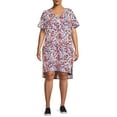 thumbnail image 1 of Terra & Sky Women's Plus Size V-Neck T-Shirt Dress with High Low Hem, 1 of 5